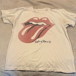 The Rolling Stones White and Red Tongue Logo Tee